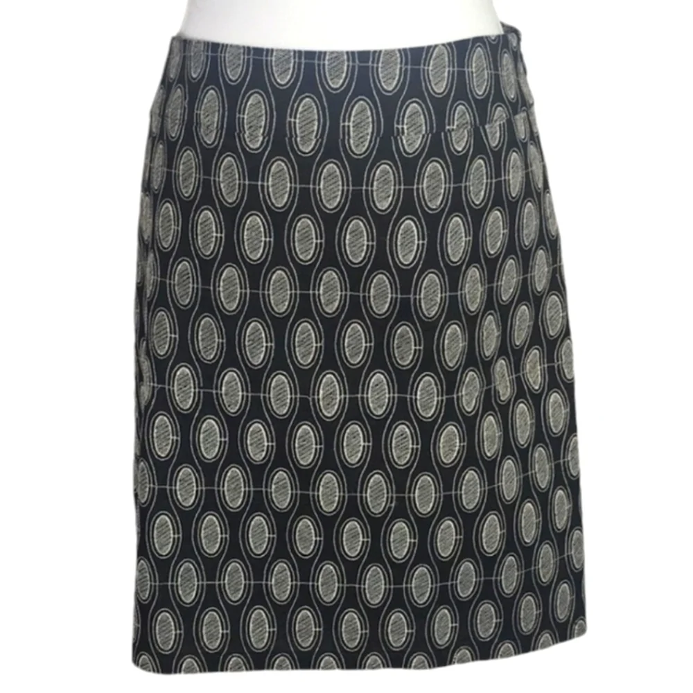 Ann Taylor Loft Geometric Design Black & White Straight Career Skirt Size 12 - Picture 2 of 6